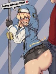 2boys alternate_ass_size alternate_breast_size androgynous arc_system_works ass assjob big_ass big_breasts blonde_hair blue_eyes blush breasts bridget bridget_(guilty_gear) bridget_grin bubble_ass bubble_butt buttjob buttjob_over_clothes commission english_text erection erection_under_clothes gay gloves grinding guilty_gear guilty_gear_strive heart heart-shaped_pupils hoodie hot_dogging hotdogging large_ass male_nun male_only nun's_habit reliusmax seductive seductive_look seductive_smile short_shorts shorts skirt spats standing text thick_ass thick_thighs yaoi