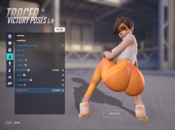 1girls 3d 3d_(artwork) blizzard_entertainment brown_hair female gameplay_mechanics looking_at_viewer orange-tinted_eyewear overwatch solo the_firebrand tinted_eyewear tracer visor