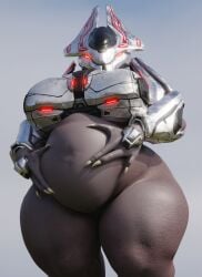 3d alien alien_girl armor big_belly big_breasts child_bearing_hips chubby chubby_female coolmaster98 female female_sangheili halo_(series) holding_belly overweight overweight_female pregnant sangheili thick_thighs