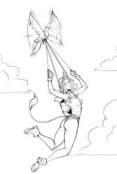 big_breasts female female_only funny izra meme monochrome nude original original_character parachute parachute_girl sketch topless