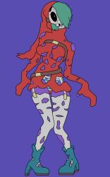 belt boots breasts clothing expressionless female female_only garter_straps green_hair hungry looking_at_viewer mario_(series) masked masked_female panties purple_skin ripped_clothing shy_gal solo_female stockings thighhighs torn_clothes zombie zombie_girl