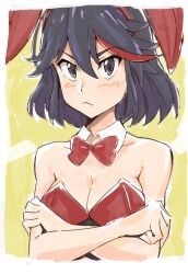 blush bunny_ears bunnysuit cleavage embarrassed female female_only kill_la_kill light-skinned_female matoi_ryuuko mirri_(artist) studio_trigger