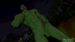 dark_hair erect_penis erection facial_hair hexangel21 looking_at_viewer muscular_male nude_male posing shaheen solo_male standing tekken tekken_7