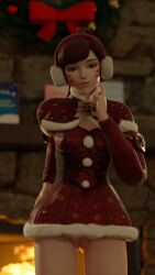 3d brown_hair christmas d.va female female_only lapis_lazuli002 overwatch overwatch_2 pussy