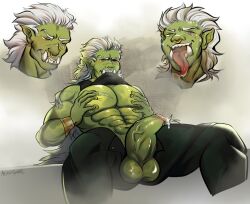 1boy acidd_grrs leaking_precum male male_only muscular orc orc_male penis solo tagme tongue_out tusks