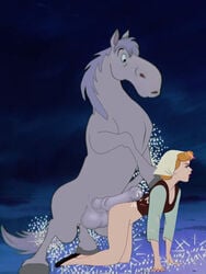 all_fours cinderella_(1950_film) cinderella_(disney) dirtydisneybitches disney disney_princess female hair horse huge_cock human major male mounted no_pants penis precum straight testicles zoophilia