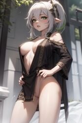 1girls ai_generated breasts elf_ears female female_only genshin_impact green_eyes green_hair hair_ornament kirill782 looking_at_viewer medium_breasts multicolored_hair nahida_(genshin_impact) navel pointy_ears pussy solo stable_diffusion standing uncensored white_hair