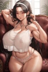 1girls ai_generated curvaceous curvy hairband holaraai huge_ass huge_breasts mature_female milf mommy nipple_bulge original original_character see-through_clothing see-through_panties thick_thighs underwear valentxne