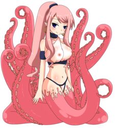 bikini erect_nipples monster_girl nipples pointy_ears ponytail scylla see-through see-through_bikini tentacle tentacle_girl tied_hair