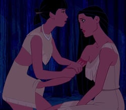 clothing dark-skinned_female dark_skin dirtydisneybitches disney disney_princess female female_only fingering human multiple_females multiple_girls nakoma native_american pocahontas pocahontas_(character) skirt yuri