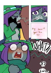 breasts colored comic comic_page end_page furry half-dressed line_art mooch_(undertale_yellow) noriap onomatopoeia page_7 purple_eyes purple_hair squirrel starlo_(undertale_yellow) sweat text text_bubble undertale undertale_yellow