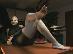 1girls 3d 3d_(artwork) 3d_model barefoot black_clothing black_veil blonde blonde_female blonde_hair blonde_hair_female capcom claws crossed_legs cutlery dining_room dining_table dinner dominant dominant_female domination feet feet_on_table female_pervert femdom foot_fetish foot_focus foot_on_table foot_worship gentle_mommy glass_of_wine goth goth_clothing goth_girl hypnotized indoors jewelry leather_clothing leather_pants light-skinned_female looking_at_viewer malesub mother_miranda_(resident_evil) napkin no_shoes pale_skin plate presenting_feet resident_evil resident_evil_8:_village romantic romantic_ambiance solo solo_female solo_focus submissive_male tablecloth thick_thighs tights veil white_skin wine wine_glass winged_humanoid wings word2