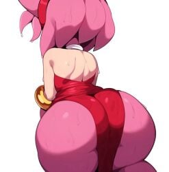 ai_generated amy_rose back_view big_ass big_butt fat_ass fur furry furry_only green_eyes pink_body pink_fur smesh_(artist) sonic_(series) sonic_the_hedgehog_(series) thick_thighs thighs