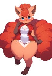 ai_generated anthro awokose cute female_pokemon fox fox_girl huge_breasts nintendo pokemon pokemon_(species) shortstack thick_thighs thighs vulpix