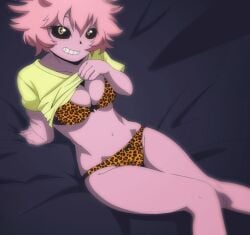 1girls animal_print ashido_mina bare_legs bed_sheet big_breasts black_sclera bra breasts brown_eyes clavicle cleavage clenched_teeth clothes_lift clothes_pull clothing collarbone colored_sclera colored_skin eyelashes felipe_godoy female female_focus female_only full_body grin high_resolution hips horns human large_breasts large_filesize legs leopard_print lifted_by_self lingerie looking_at_viewer lying medium_breasts messy_hair mina_ashido monster_girl my_hero_academia navel official_style panties pantsu pink_hair pink_skin revealing_clothes shirt shirt_lift shirt_lifted_by_self shirt_pull short_hair short_sleeves skimpy smile solo solo_female teeth thighs third-party_edit underwear undressing yellow_eyes yellow_shirt