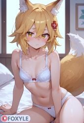 1girls ai_generated bra female fox_ears fox_girl fox_tail foxyle kitsune senko_(sewayaki_kitsune_no_senko-san) sewayaki_kitsune_no_senko-san small_breasts solo