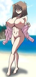 big_breasts breasts covering female female_only highres huge_breasts human nipples nude nude_cover smile solo tea_gardner uncensored yu-gi-oh! yu-gi-oh!_duel_monsters zahkey