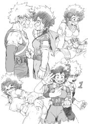 1boy 1girls adult_swim arm_grab bakugou_katsuki blush breasts doggy_style female female_deku freckles genderswap_(mtf) gloves hand_on_belly hero_outfit_(mha) izuku_midoriya katsuki_bakugou legs_apart legs_spread male male/female my_hero_academia rule_63 sex spiky_hair tomboy toonami visible_breath