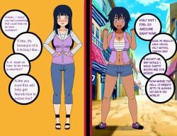 before_and_after bimbofication female huge_ass huge_breasts hyuuga_hinata kisekae naruto personality_change thick_thighs tomboy transformation wakeykun wide_hips