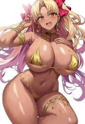 1girls absurd_res bikini blonde_hair breasts brown_skin dark-skinned_female dark_skin deity ereshkigal_(fate) ereshkigal_alter_(fate) fate/grand_order fate_(series) female goddess hi_res hips huge_breasts jasony long_hair massive_breasts red_eyes simple_background thick_thighs thighs wide_hips