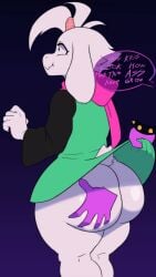 aged_up animated ass ass_grab deltarune femboy flait furry gif grope grope_from_behind ralsei ralsei_(deltarune) ralsei_with_white_fur speech_bubble susie_(deltarune)