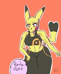 bimbo bimbofication cosplay_pikachu female pikachu pikachu_libre pokemon pokemon_(species) red_eyes