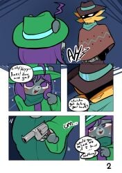 ass clothed clothing color comic comic_page cowboy_hat firearm furry gun handgun line_art mooch_(undertale_yellow) noriap page_2 revolver squirrel starlo_(undertale_yellow) text text_bubble thick_thighs undertale undertale_yellow weapon