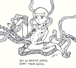 1girls ben_10 ben_tennyson female florauna gwen_tennyson monochrome tagme tentacle wildvine