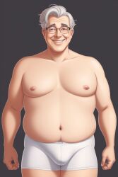 ai_generated belly bulge chubby daddy glasses gordon_the_organist grey_hair looking_at_viewer older_male overweight_male posing stable_diffusion underpants white_underwear