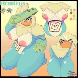 anthro avian big_breasts blue_skin damianvertigo duck female female_only flora_fauna fusion hi_res ludicolo pokémon_(species) pokefusion pokemon poliwrath scalie tagme thick_thighs