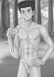 abs camera chest gay highres male male_only momoshiro_takeshi muscle nude pecs penis prince_of_tennis source_request takenokoya takeshi_momoshiro yaoi