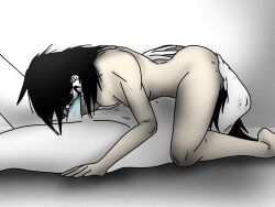 1boy 1girls 69 ass ass_up bethany bethanygamemaster black_hair blowjob creepypasta cunnilingus erection fellatio female hand_on_ass jeff_the_killer long_hair lying male nude oral pale_skin penis saliva wet