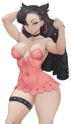 1girls aged_up breasts clothing cutesexyrobutts_(style) dress female game_freak green_eyes hi_res hips human jacket large_breasts leather_jacket legwear lesottart light-skinned_female light_skin marnie_(pokemon) neckwear nintendo outerwear pale_skin pink_dress pokemon pokemon_ss short_hair slim_waist thick_thighs thighs twintails wide_hips wristwear