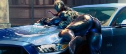 1girls 3d alien alien_girl alien_humanoid ass ass_focus big_ass big_butt black_body black_skin breasts car carwash carwash_pin_up chewychan dark_skin female ford ford_mustang humanoid marvel marvel_comics muscular muscular_female pinup she-venom smooth_skin spider-man_(series) symbiote tagme venom venom_(marvel) white_eyes