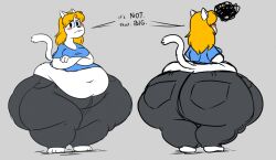 1girls anthro ass belly belly_overhang blonde_hair blush breast chubby chubby_female different_angle english_text fat fawxen feline feline_humanoid female female_focus female_only furry hips large_ass may_(fawxen) midriff obese text thick_thighs thighs white_fur wide_hips