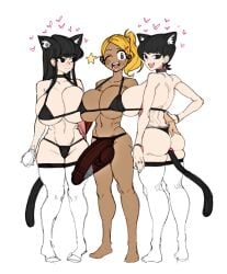 1futa 2girls anal_tail balls big_balls bikini black_hair blonde_hair blush breasts bulge buttplug_tail cat_tail cheating chocolate_and_vanilla clothed clothing color cucked_by_futa cuckold curvy_hips dark-skinned_futanari dark_skin erection eye_closed female futa/female/female futanari gloves gyaru hearts_around_head huge_breasts huge_cock human komi-san_wa_komyushou_desu komi_shouko komi_shuuko light-skinned_female light_skin long_hair makinakid manbagi_rumiko milf mostly_nude mother_and_daughter netorare ntr penis penis_awe pimp sex_toy simple_background sketch standing tail_plug thick_thighs trio white_background wide_hips