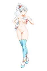 absurd_res areolae blue_eyes boots bottomless braid breasts gloves idol kimmy77 long_hair looking_at_viewer nipples nude nude_female ribbon ribbons rwby scar small_breasts smile smiling smiling_at_viewer solo solo_female thighhighs third-party_edit topless transparent_background weiss_schnee white_hair