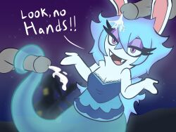 anthro bodily_fluids cum cum_on_hair cumshot english_text fangs female genital_fluids genitals ghost group hands-free hi_res lagomorph leporid looking_at_viewer male male/female mammal mario_(series) mario_+_rabbids mario_+_rabbids:_sparks_of_hope midnite_(mario_+_rabbids) nintendo open_mouth penis rabbid rabbit raving_rabbids sex smile smug spirit tail_fetish tail_play tail_sex tailjob trio ubisoft video_games weirdkoaladream