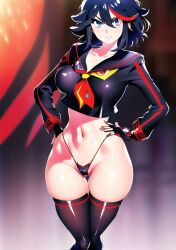 1girls ai_generated alterism big_ass big_breasts female female_only kill_la_kill matoi_ryuuko nai_diffusion navel senketsu stable_diffusion studio_trigger thick_thighs