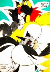 2021 2_penises anthro anthro_on_anthro anus areola ass big_breasts bilateral_penetration black_hair black_lipstick bodily_fluids breasts canid canid_demon canine competition cross cum cum_from_pussy cum_in_pussy cum_inside dated demon diphallia diphallism ear_piercing english_text felid fellatio female female_penetrated ffm fox fur genital_fluids genitals group group_sex hair hellhound helluva_boss hi_res kiss_on_lips kissing lipstick loona_(helluva_boss) makeup male male/female male_penetrating male_penetrating_female malice malice_(rukaisho) mammal multi_genitalia multi_penis multicolored_body multicolored_fur multicolored_hair nipple_piercing nipples oral paws penetration penile penile_penetration penis penis_in_pussy piercing purple_hair pussy reaction_contrast red_sclera sex signature silver_hair text theloanwanderer216 threesome timblackfox_(character) tongue tongue_out traditional_media_(artwork) two_tone_body two_tone_fur two_tone_hair vaginal_penetration white_body white_fur yellow_body yellow_fur