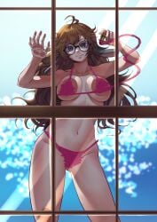 against_glass against_window bikini breast_squish breasts_against_glass indie_virtual_youtuber just_maevyn liilica lipstick lipstick_smear nude nude_female virtual_youtuber