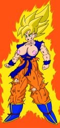 big_breasts clothed dragon_ball dragon_ball_z exposed_breasts female_goku female_saiyan iceboy128 saiyan son_goku super_saiyan