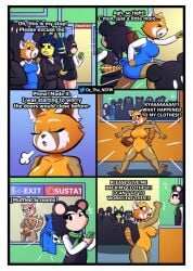 2022 2d aggressive_retsuko aggretsuko among_us among_us_reference animal_crossing ankha ankha_(animal_crossing) anthro ass breasts comic crossover embarrassed embarrassed_nude_female enf english_text innersloth labelle_able nintendo nipples office_lady oz_the_freak pussy retsuko sanrio smooth_fur streaking sus text wardrobe_malfunction