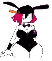 bunny_ears bunnysuit cap female fnf fnf_mods friday_night_funkin friday_night_funkin_mod hotline_024 ms_paint nikku_(fnf_mod) nikku_(friday_night_funkin) red_hair tagme thick_thighs