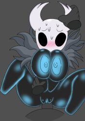 anthro arthropod big_breasts black_body blue_nipples bodily_fluids breasts cloak clothing eyebrows female female_the_knight_(hollow_knight) first_person_view from_front_position genitals hand_grab hand_holding hollow_eyes hollow_knight horn horn_grab insects looking_at_viewer male male/female neilious_dyson neiliousdyson nejtacoz58m8 nipples penis protagonist_(hollow_knight) pussy rule_63 sex spread_legs spreading sweat team_cherry vessel_(species) video_games