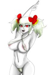 bikini bikini_bottom bikini_top breasts cameltoe humanized lady_bow large_breasts mario_(series) nipples paper_mario skimpy_bikini spicezeros visible_nipples