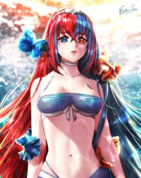 1girls alear_(female)_(fire_emblem) alear_(fire_emblem) alternate_costume bikini blue_bikini blue_eyes blue_hair blue_swimsuit braid breasts crossed_bangs crown_braid esther-shen esther_shen female female_only fire_emblem fire_emblem_engage heterochromia long_hair medium_breasts multicolored_hair nintendo red_eyes red_hair solo split-color_hair swimsuit tiara two-tone_hair very_long_hair