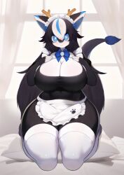 anthro big_breasts breasts cleavage dragon female maid maid_headdress soda_uyu tagme thighhighs