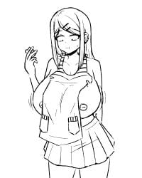 1girls 2022 breast_expansion dagashi_kashi endou_saya_(dagashi_kashi) exposed_breasts huge_breasts inksgirls nipples tagme uncolored wardrobe_malfunction