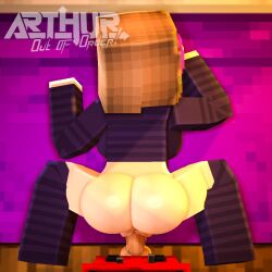 1boy 1girls 3d all_fours anus arthur32 ass balls bed big_ass big_breasts blue_eyes bottomless breasts brown_hair bubble_butt clothing dat_ass doggy_style fat_ass female first_person_view flower_in_hair horny_female huge_ass human_female humanoid jenny_belle_(slipperyt) long_sleeves male male_pov mex_arthur_(arthur32) mine-imator minecraft outside penis pov pussy sex shirt thick_thighs thighhighs wide_hips